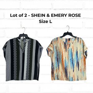 Lot of 2 Women's Size L Short Sleeve Tops – SHEIN & EMERY ROSE Blouses